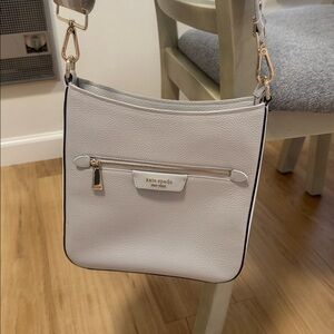 kate spade Light Gray/Blue with White sides Leather Crossbody with Striped Strap